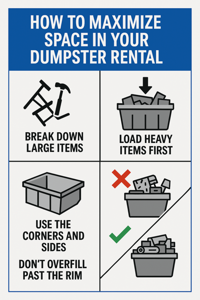 how to maximize space in your dumpster rental